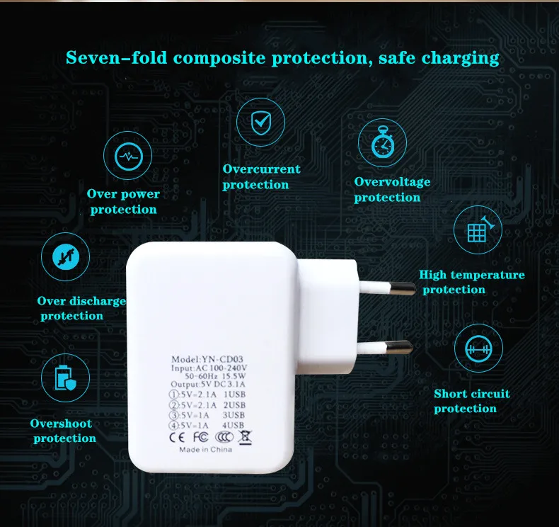 2019 мульти станция зарядного устройства с портом USB 4 портовый мобильных телефонов