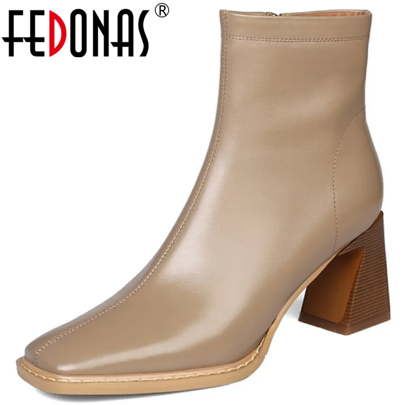 

FEDONAS 2021 Fall Women Short Autumn Winter Warm Boots For Girls Genuine Leather Ankle Boots Leather Office Lady Shoes Woman