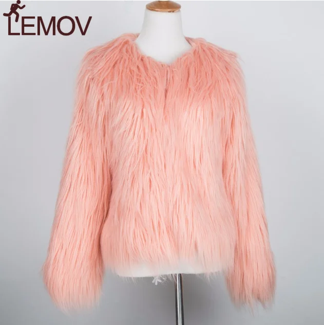 Пушистый мех пальто для женщин пушистый теплый длинный рукав женская верхняя