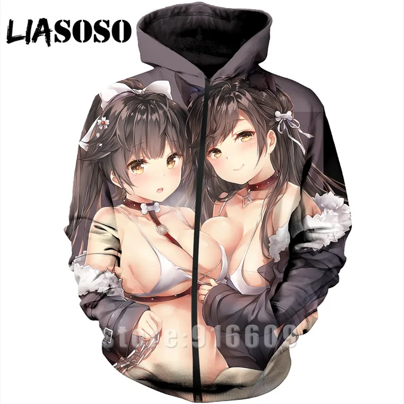 

Fashion hoodies sexy loli Azur Lane anime top Sweatshirt Harajuku 3D Print Men 2019 women funny Zipper Jacket streetwear Hoodies