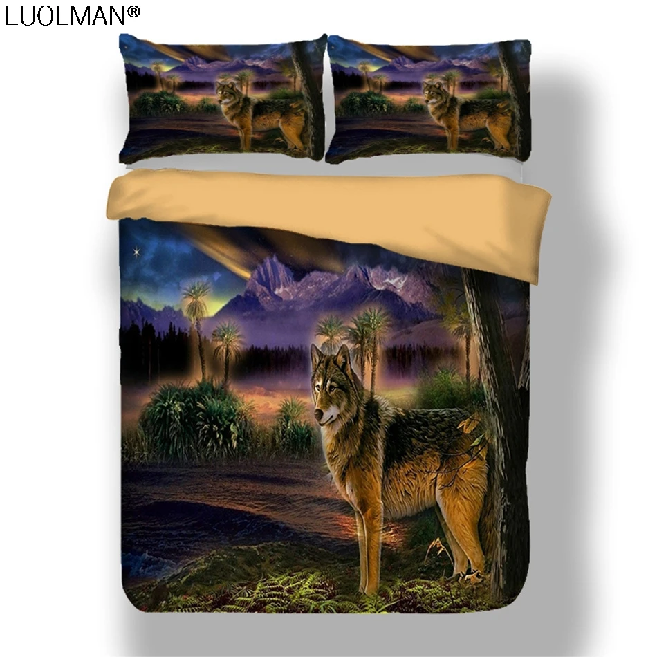 

3D Duvet Cover Quilt Set Wolf Animal Print Bedding Set Single Double Twin Full Queen King Size Bed Linen For Children Kid Adults