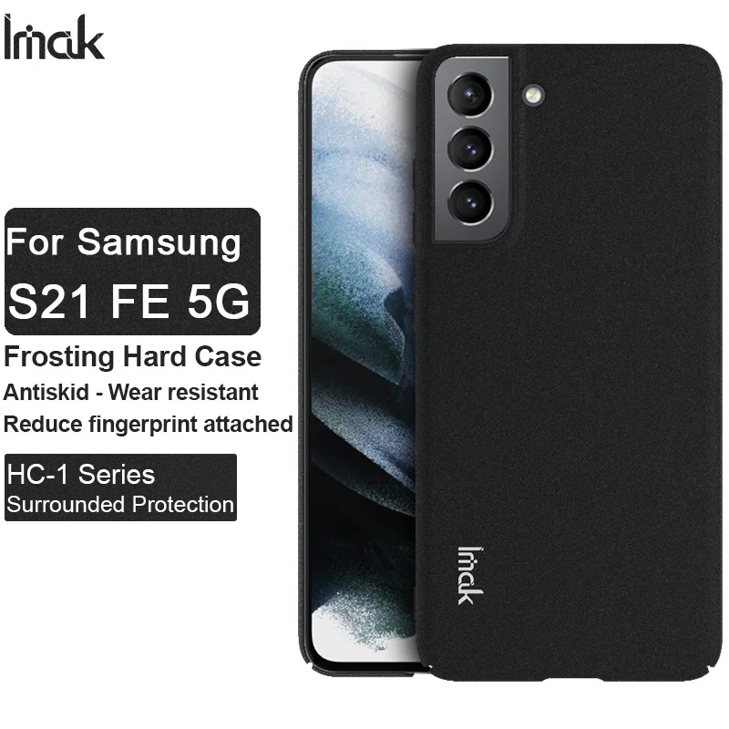 

For Samsung Galaxy S21 FE 5G Case Matte Black Hard PC Phone Cover IMAK Frosted Case Anti-fingerprint Anti-slip