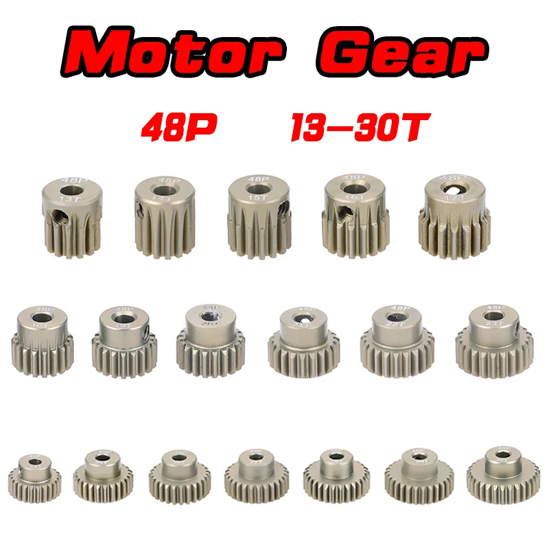 48DP 3.175мм 11T 13T 15T 17T 18T 19T 20T 22T 24T 28T 30T 7075 Алюминиевый сплав Моторный шестеренка для автомодели 1/10 Rc.