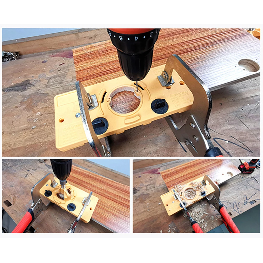 

15mm-35mm Cup Style Hinge Jig Boring Hole Drill Guide Forstner Door Hole Template Wood Cutter Carpenter Woodworking Tools