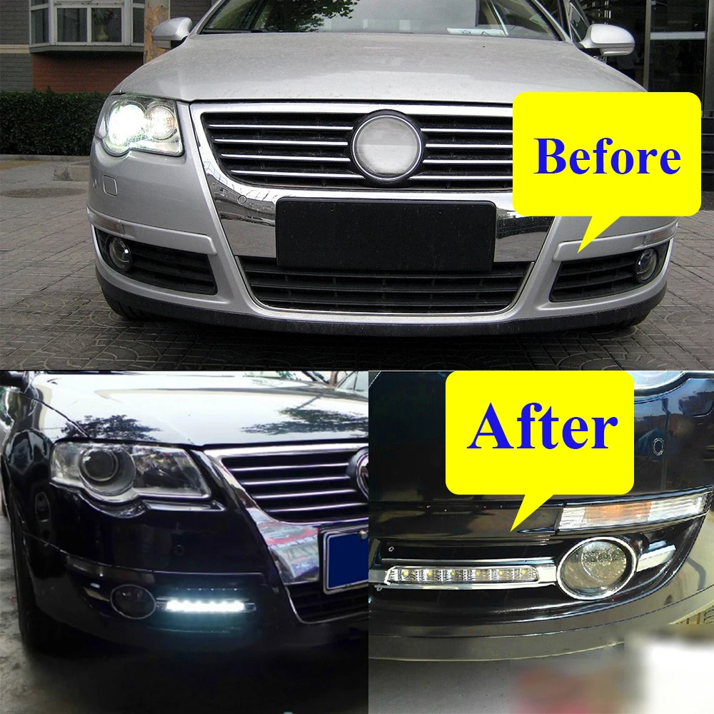 

1 Pair Car DRL LED Daytime Running Lights 6000K 12V Day Lights for Volkswagen Magotan 2007 2008 2009 2010 2011 Fog Lamp Covers