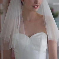 wholesale wedding accessories simple two layers wedding veils ivory white short tulle bridal veil with comb