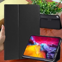 for apple ipad air4 10 9 2020 pure black pu leather anti fall and anti dust tablet back cover soft stand casefree stylus