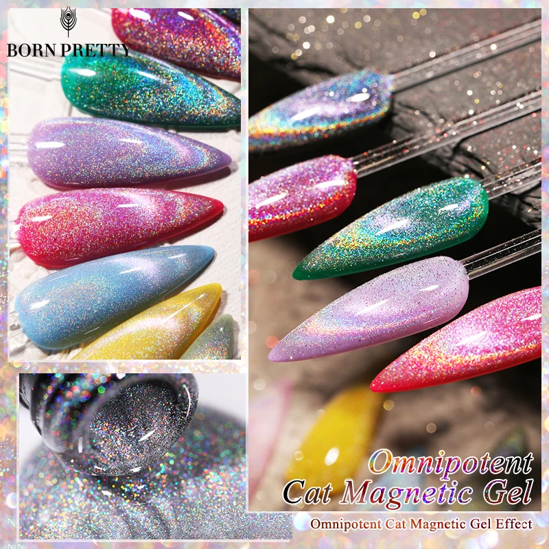 BORN PRETTY 7 мл голографический магнитный гель для кошек Зимний цветной