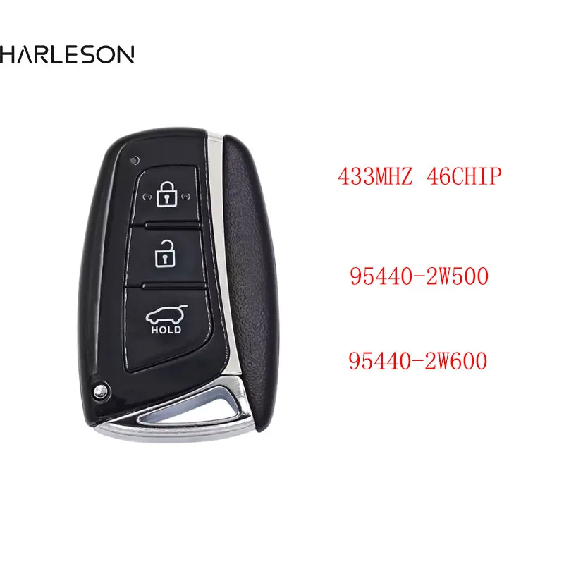 Llave de coche remota inteligente con 3 botones, mando a distancia con Chip ID46 de 433Mhz para Hyundai Santa Fe 2012, 2013, 2014, 2015, FCC ID: 95440, 2W500/95440, 2W600