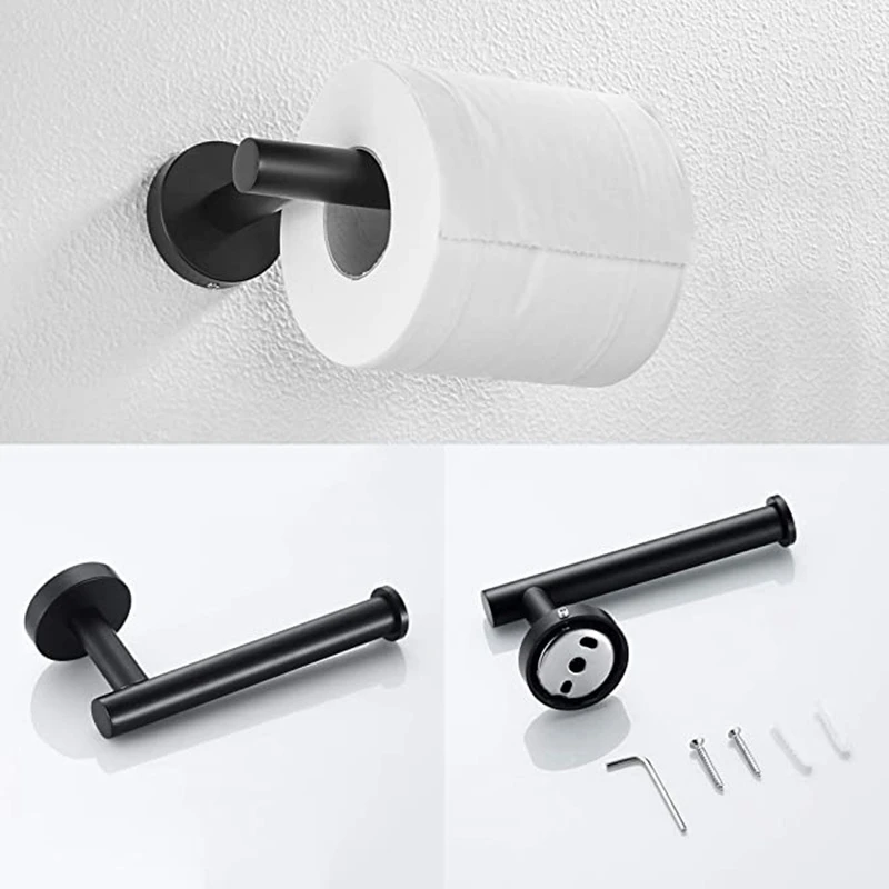

2Pcs Bathroom Hardware Black Towel Ring and Toilet Paper Holder Stainless Steel Bathroom Hand Towel Holder Towel