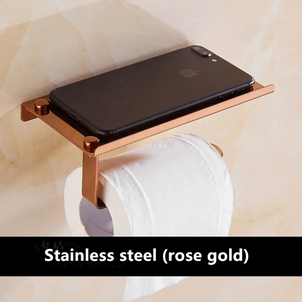 Normal Rose Gold Полированный держатель для туалетной бумаги 304 из нержавеющей стали держатель для салфеток для мобильного телефона для ванной комнаты держатель для бумаги настенное крепление продукт для ванной комнаты - Цвет: Normal Rose Gold