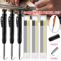 3 pcs solid carpenter pencil with 18 pcs refill leads marking tool woodworking deep hole mechanical pencils marker marking tool