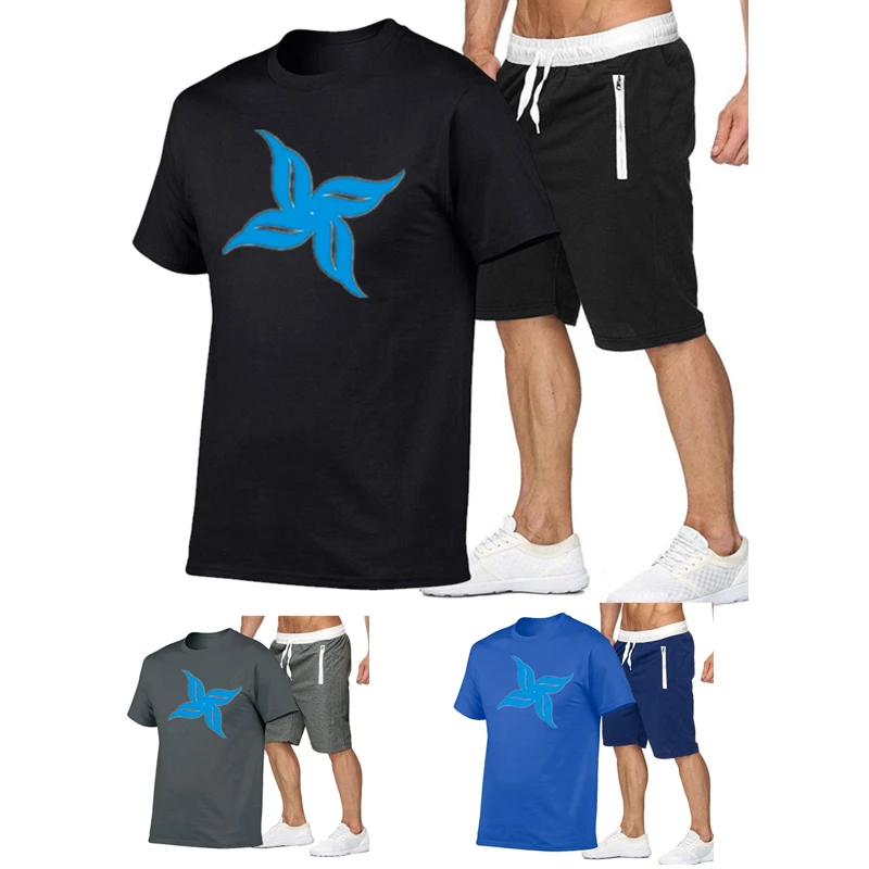 

Летний комплект с футболкой с принтом для пары, стильная повседневная спортивная футболка + короткие штаны, 2 шт./компл., летний повседневный ...
