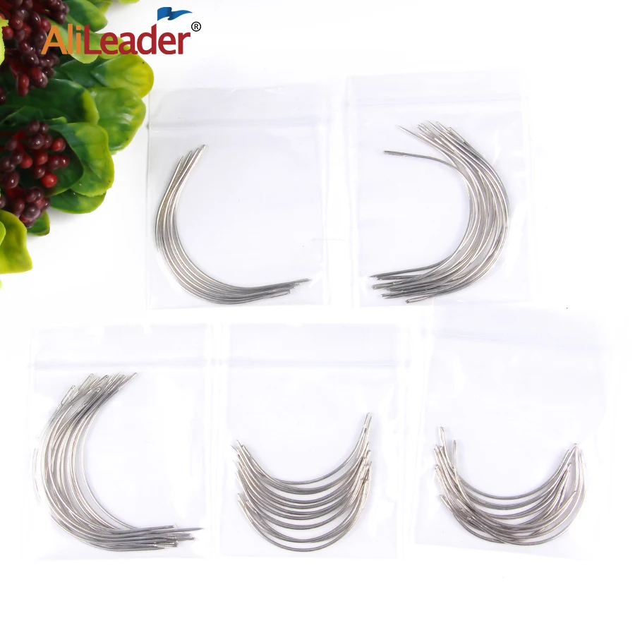 Alileader Wholesale Curved Needle For Hair Weaving Cap Wigs Needles For Hair Extension 12Pcs/Pack 6Cm/9Cm C-Type Needles Tools