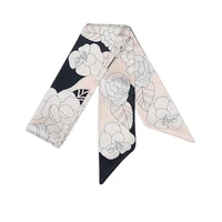 new listing silk scarf camellia pattern twill satin scarf ladies luxury fashion skinny tie bag ribbon womens bandana headband