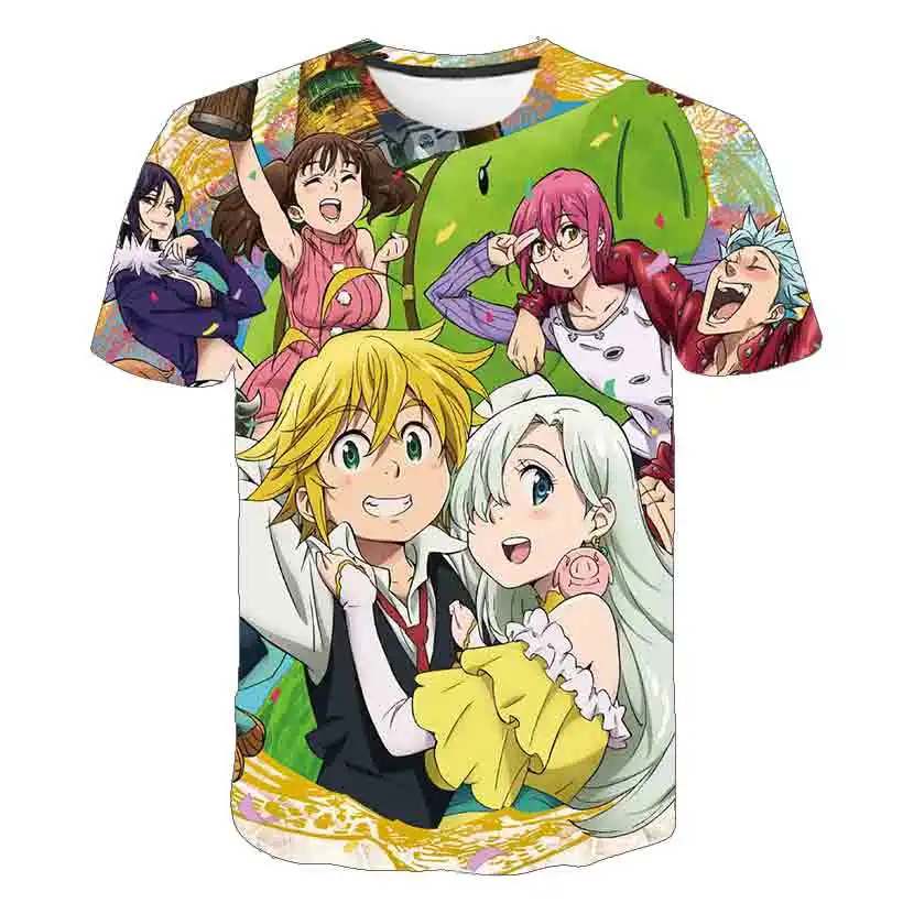 

3D Printed T Shirts The Seven Deadly Sins Anime Casual Tops Streetwear Boy Girl Kids Fashion Children T-shirt Young Person Tee