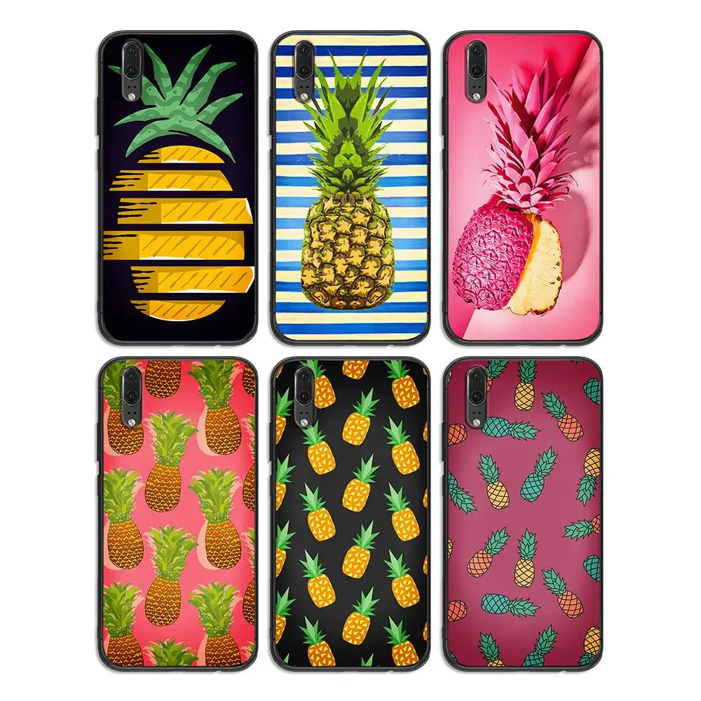 Мягкий чехол для телефона с рисунком розового ананаса и фруктов huawei P8 P9 P10 P20 P30 Lite