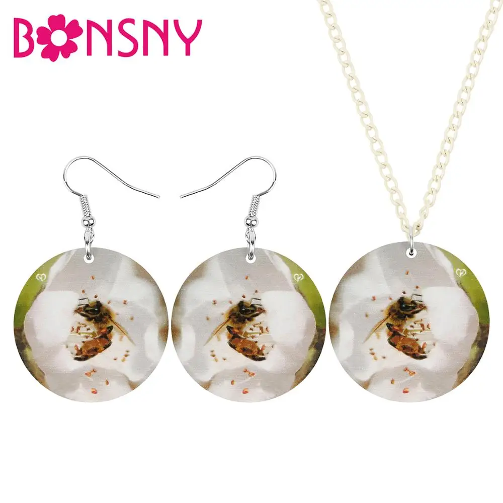 Акриловые круглые ювелирные наборы Bonsny в виде милого цветочного насекомого