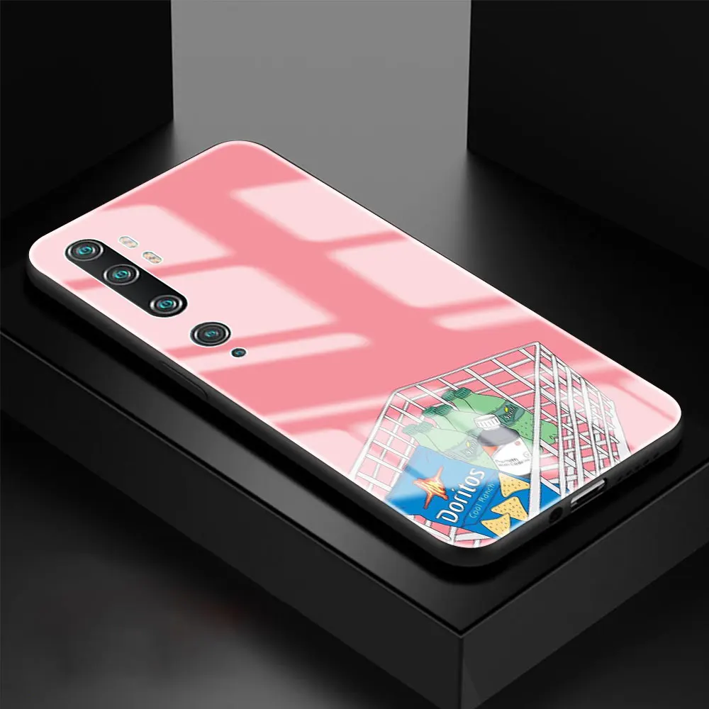 

Cute Snacks Glass Phone Case for Xiaomi MI Poco X3 NFC 9T Pro CC9 CC9E 10T Lite Fundas for Note 10 Pro Cover Back Coque Shell