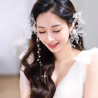 3pcs white flower pearls hair sticks wedding hair comb hair pins clips bridal hair jewelry accessories