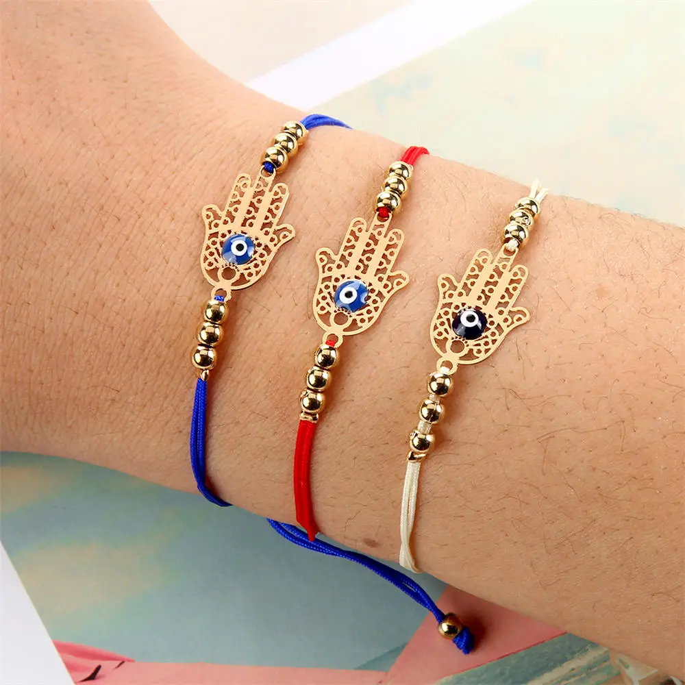 Золотой цвет нержавеющая сталь Ладонь Браслет 12 шт./лот в богемном стиле ручной