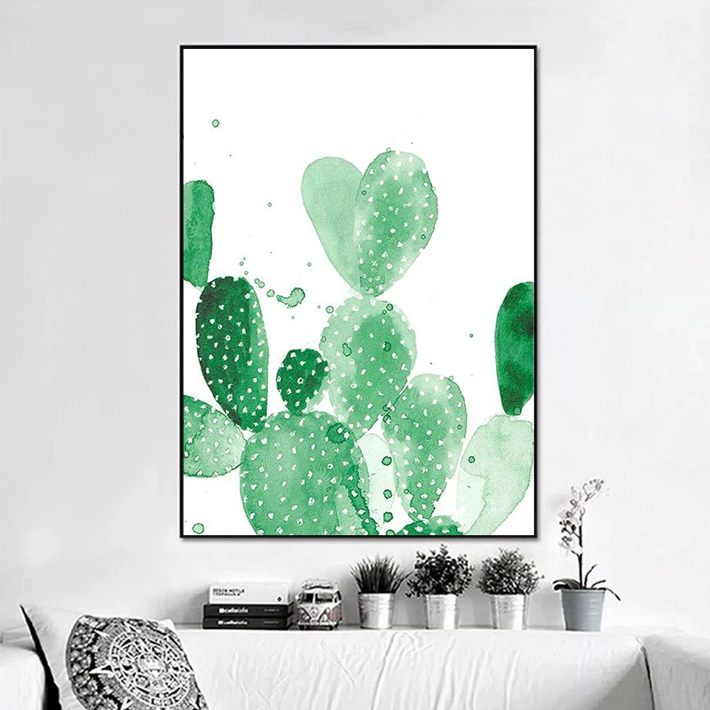 

Green Cactus Paintings Living Room Home Decorative Wall Art Posters Bedroom Artistic Decor Interior Picture Canvas Unframed