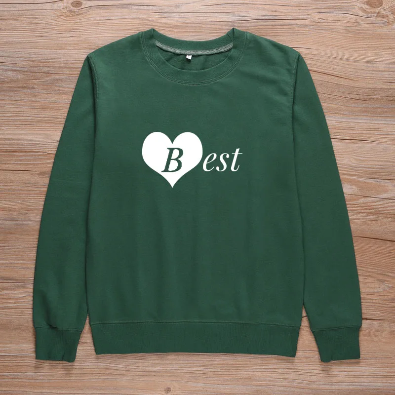 ONSEME Best Frieds Forever Print Harajuku Толстовка для женщин 80s 90s свитшот в стиле грандж лучшие друзья соответствующие BFF Friend Топы S-31 - Цвет: Green-Best