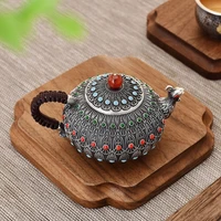 phoenix nirvana teapot sterling silver 999 handmade crested household small silver pot kung fu tea set 264g 180ml