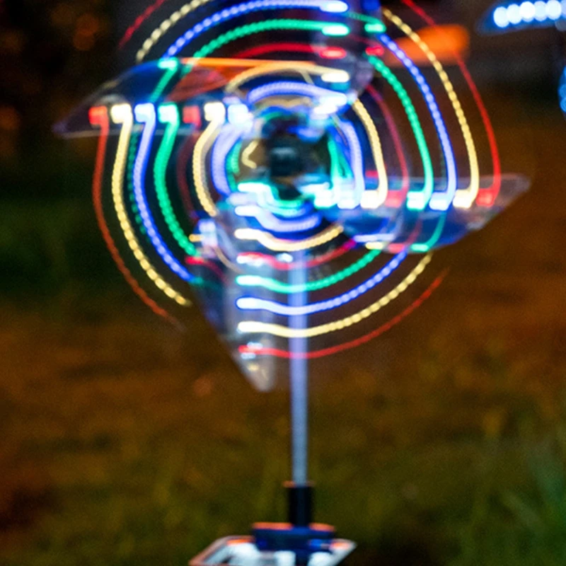 

2021 New Solar Wind Spinner Garden Stake Pinwheels with 8 Lighting Modes LED Fairy Lights