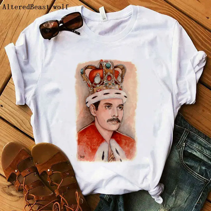 Футболка Queen Freddie Mercury с музыкальным принтом модная повседневная женская футболка