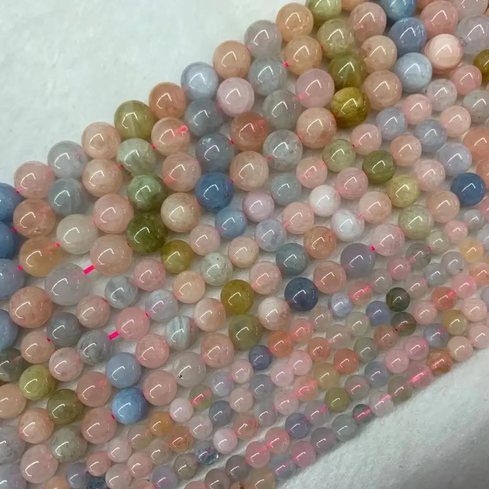 

6mm 8mm 10mm candy color Morganite stone beads natural gemstone beads DIY loose beads for jewelry making strand 15"