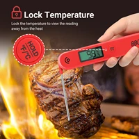 bbqgo digital meat thermometer cooking food kitchen foldable temperature probe for bbq water milk oil liquid oven thermos flask