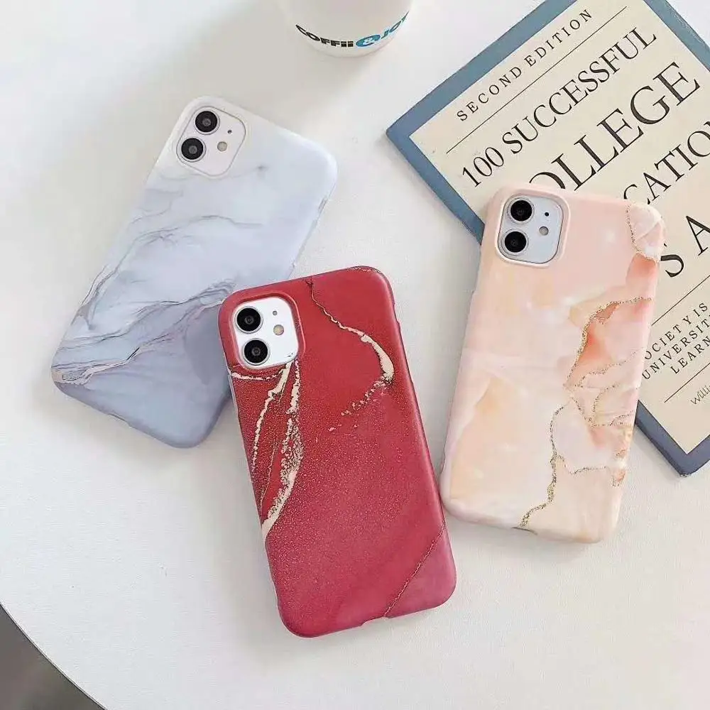 Блестящие мраморные Матовые чехлы для телефонов iPhone 11 Pro Max XR XS SE 2020 7 8 Plus с