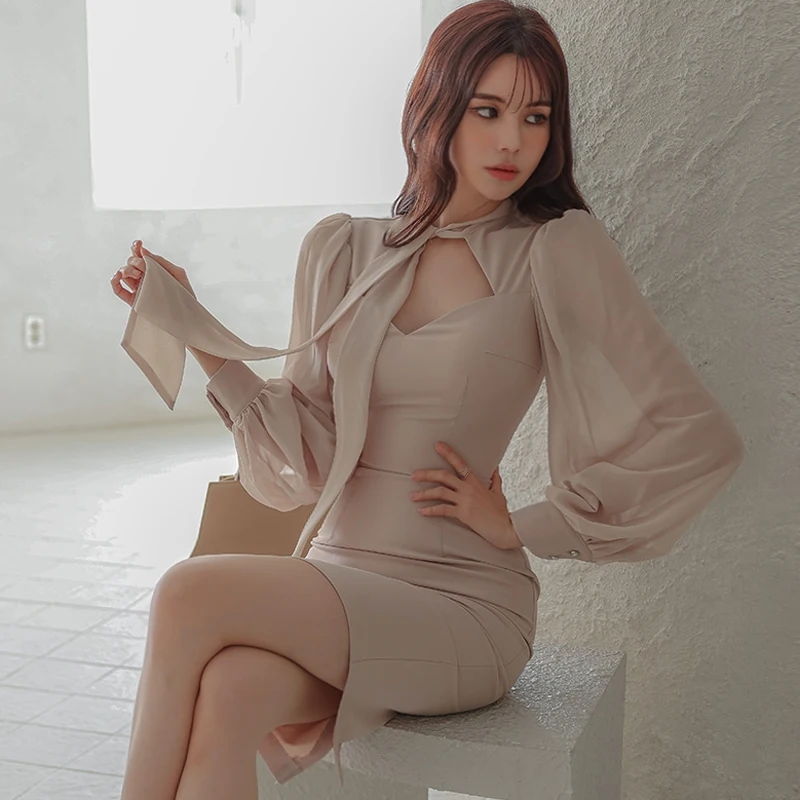 Кружевные облегающие платья цельные корейские женские осенние бордовечерние