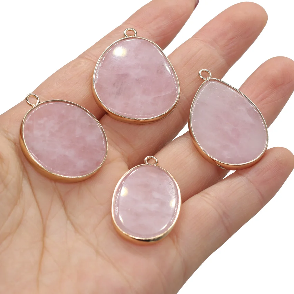 Natural Stone Rose Quartzs Pendant Various Shapes Exquisite Charms for Jewelry Making DIY Earring Necklace Accessories | Украшения и