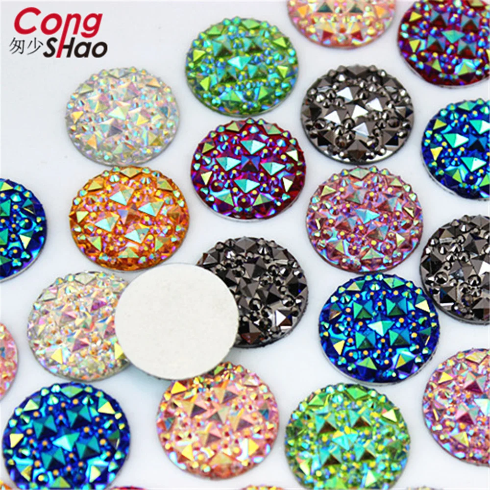 Cong Shao 18mm 50PCS AB Colorful Round Stones And Crystals Flat Back Resin Rhinestone Applique DIY Costume Accessories ZZ34 | Дом и сад