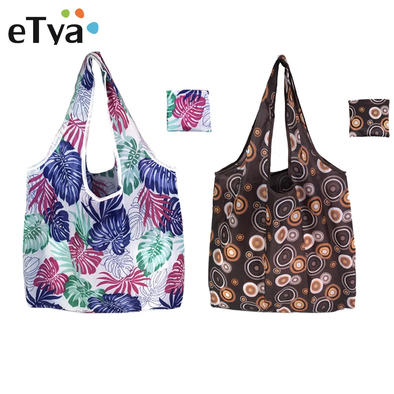 ETya модная Цветочная складная сумка для покупок хозяйственная путешествий