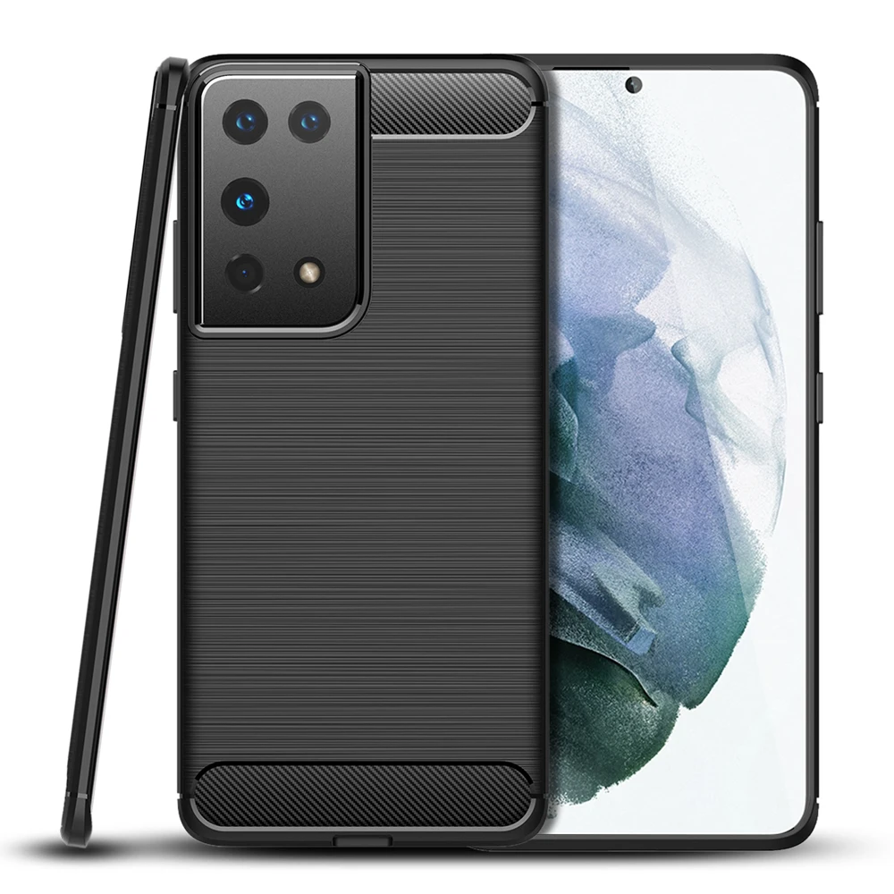 

S21 Роскошные углеродного волокна Защитный чехол для Samsung Галактики S21 + 5G чехол силиконовый мягкий чехол для Samsung S21 Ультра чехол fundas