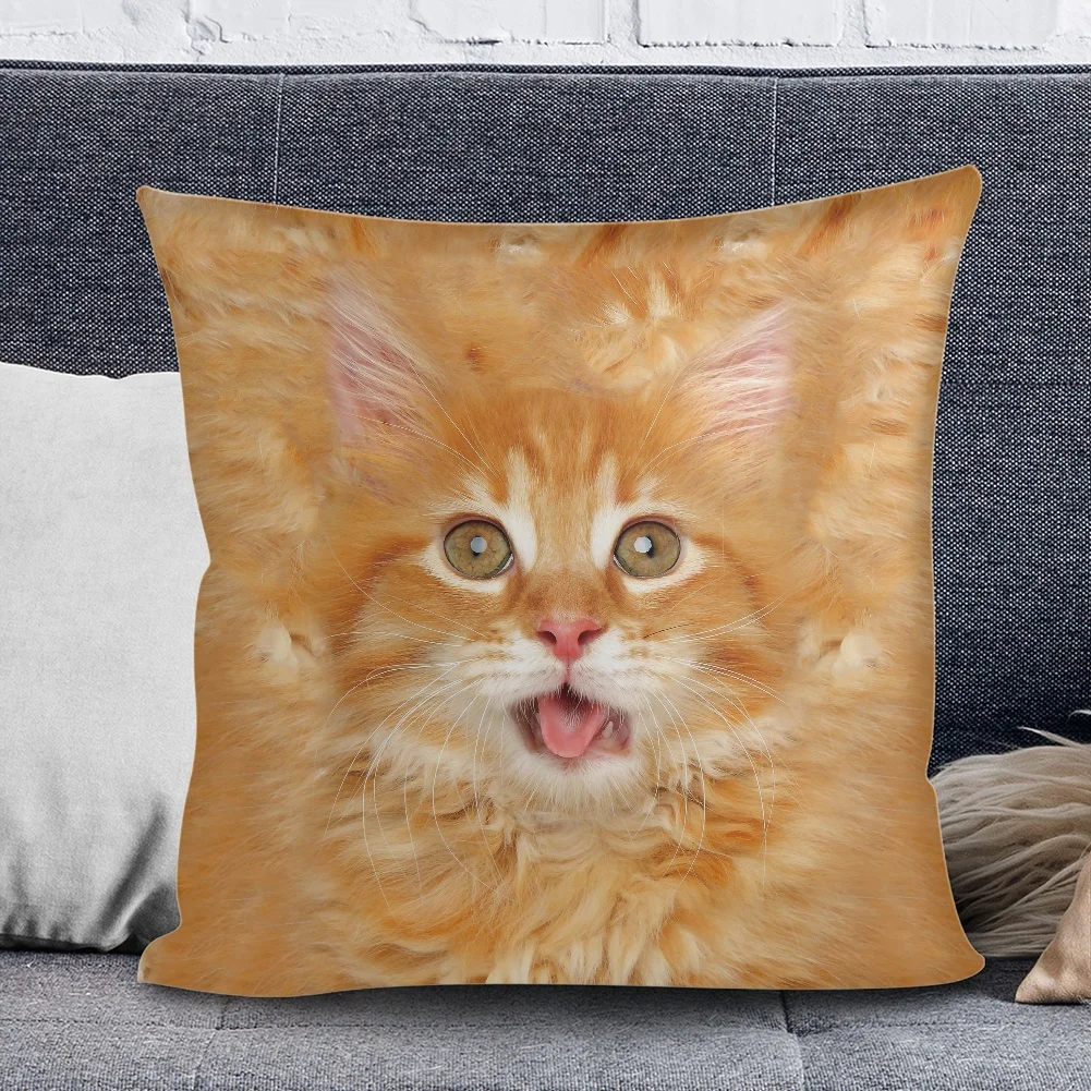 

Милый декоративный чехол для подушки с изображением оранжевого кота, домашний декор, чехол для подушки, чехол для подушки, Женская Наволочка на заказ для гостиной, дивана, наволочка 45x45