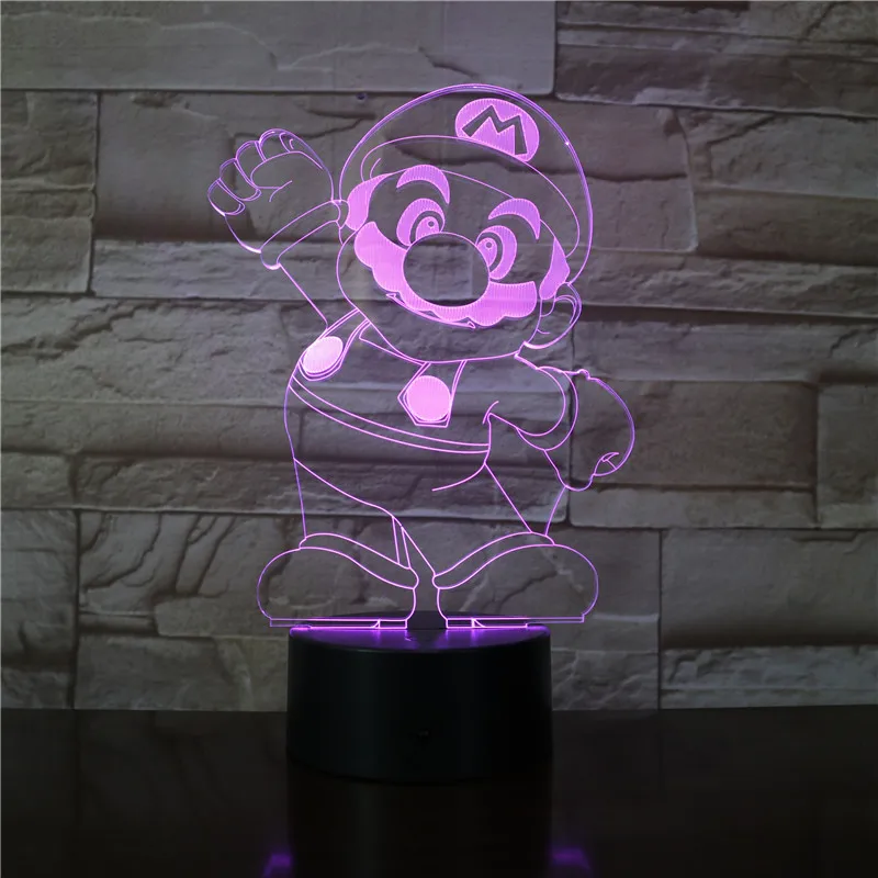 Марио 7 цветов 3d лампа светодиодный ночник для детей сенсорный светодиодный Usb Настольный Lampara Lampe детский спальный ночник комнатный светильник дропшиппинг