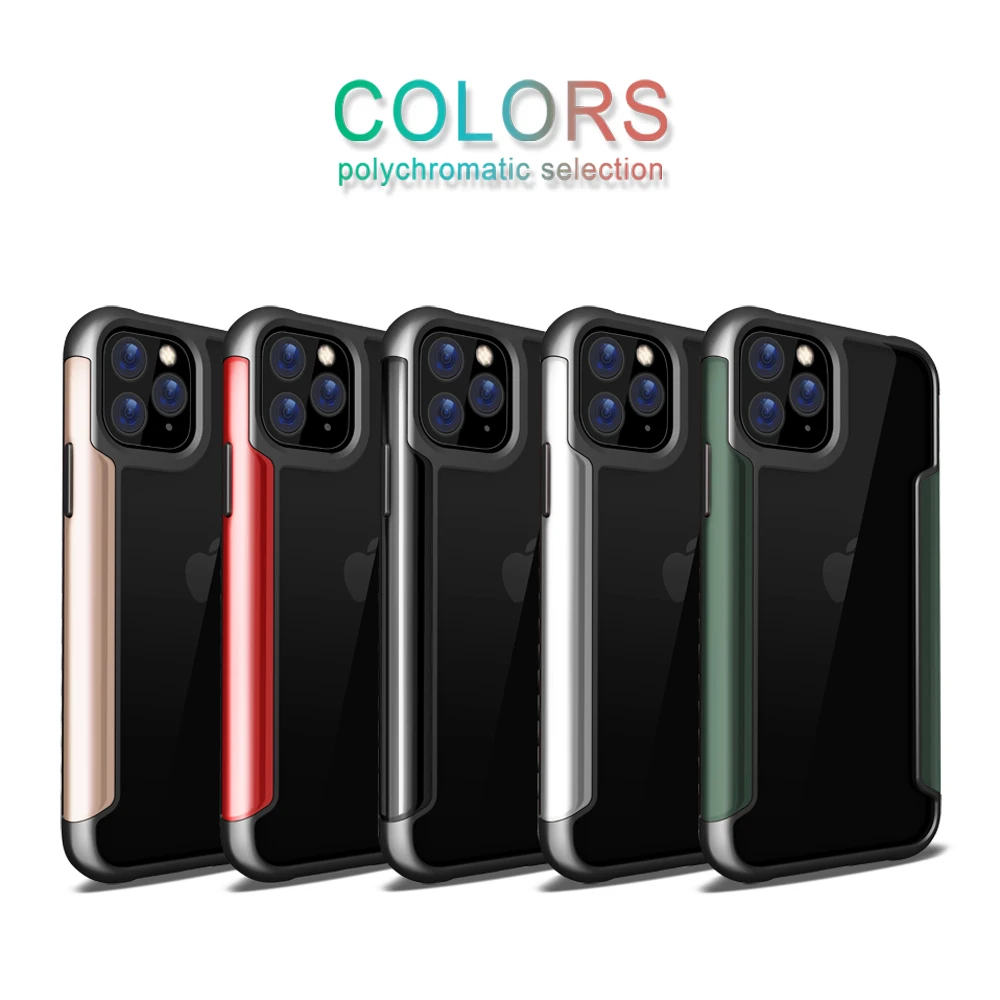 Чехол для iPhone 11 Pro Max, прозрачный металлический чехол с амортизацией углов, устойчивый к царапинам, чехол для беспроводной зарядки s