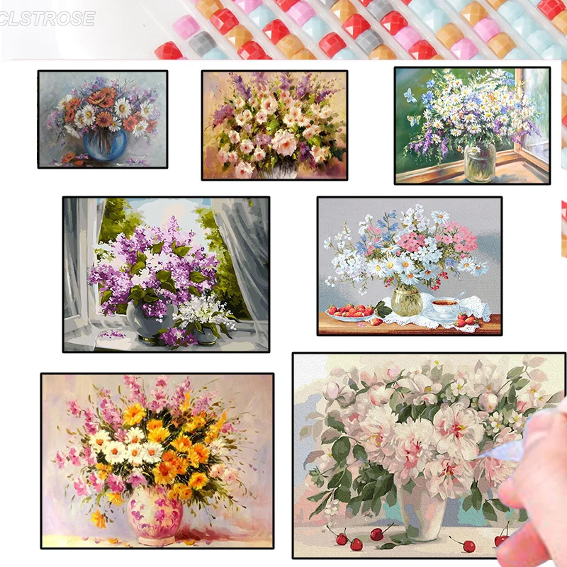 

Flower Diamond Painting Colorful Beautiful Beautiful Sakuraride Kit Diamond Mosaic Cross-Stitch Art Painting Embroidery