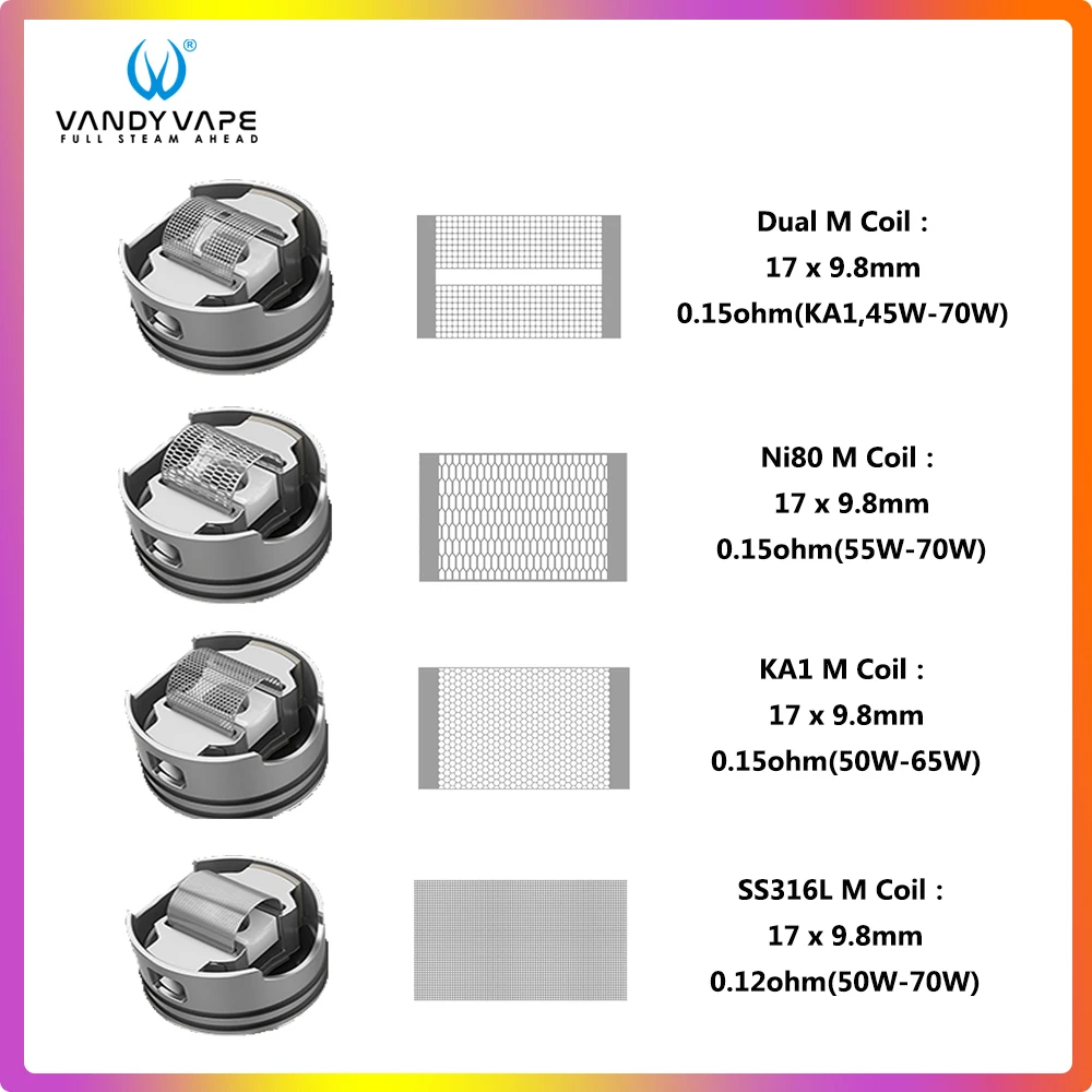 10 шт./упак. оригинальный Vandy Vape м V2 готовые провода SS316 0.15ohm KA1 Dual M подходит для Vandyvape