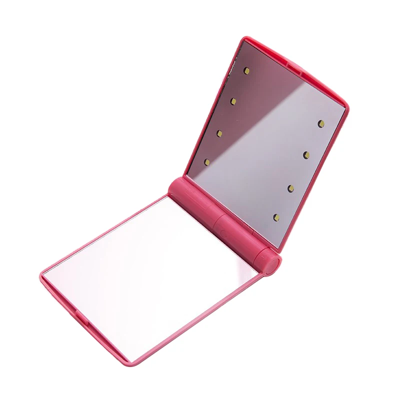 8 LED Pink 8 светодиодный фонарь зеркало для макияжа с подсветкой, мини карманное зеркало портативное гибкое складное косметическое зеркало светодиодный зеркало - Цвет: 8 LED Pink