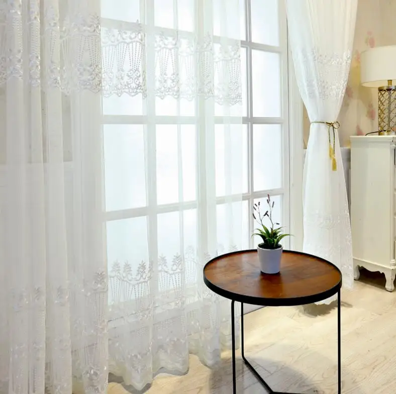 Жаккардовые белые занавески с вышивкой для спальни оконные гостиной прозрачные