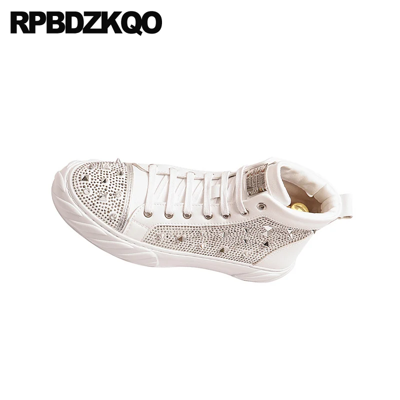 Мужские итальянские повседневные туфли бренда Стразы на шнуровке белый уличный