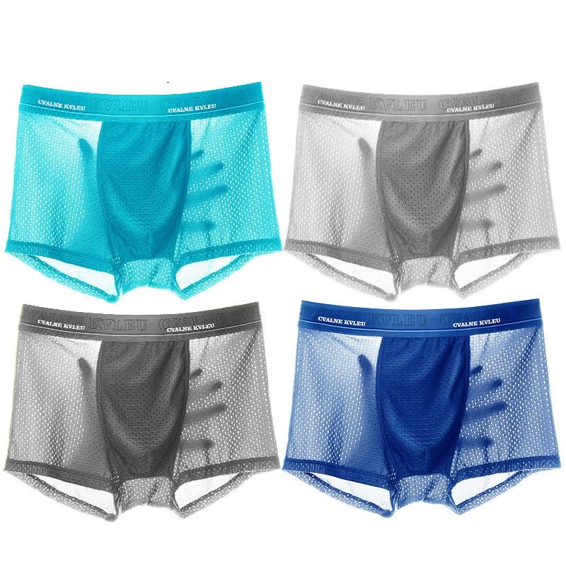 4/pcs/lot  mens underwear boxers mesh Men's breathable and cool underwear for men fishnet shorts