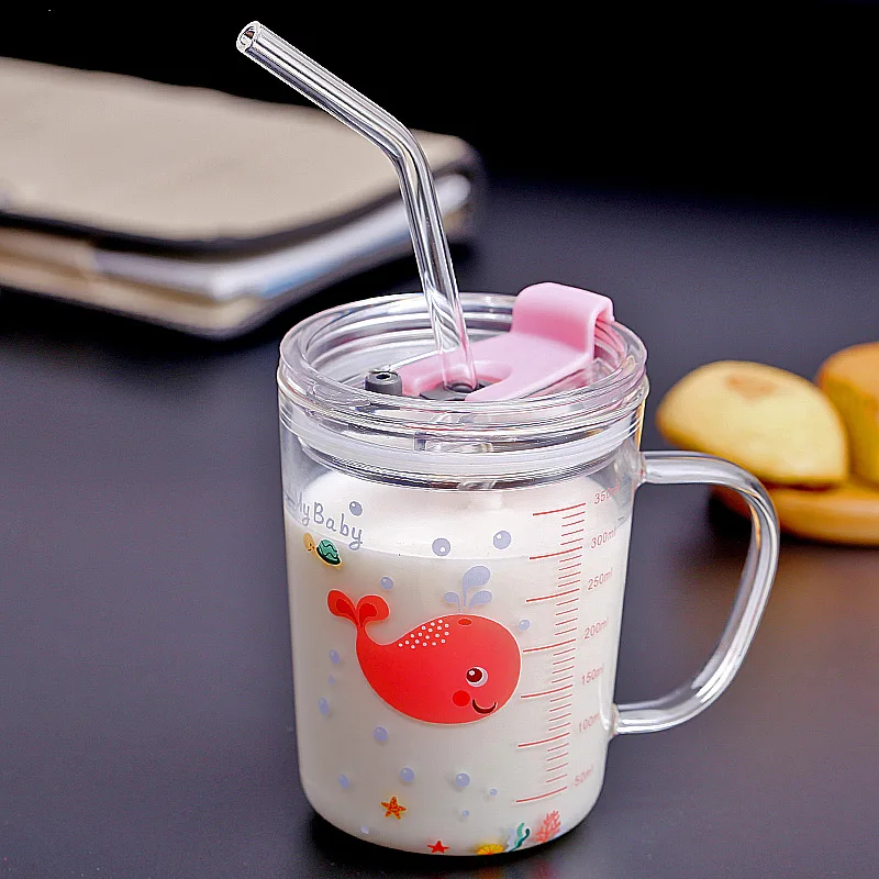 350 мл Милая мультяшная молочная чашка динозавр КИТ соломенная стеклянная детская