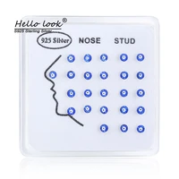 hellolook 24pcsset 925 sterling silver nose piercing blue evil eye nose ring studs body jewelry women rhinestone party gift
