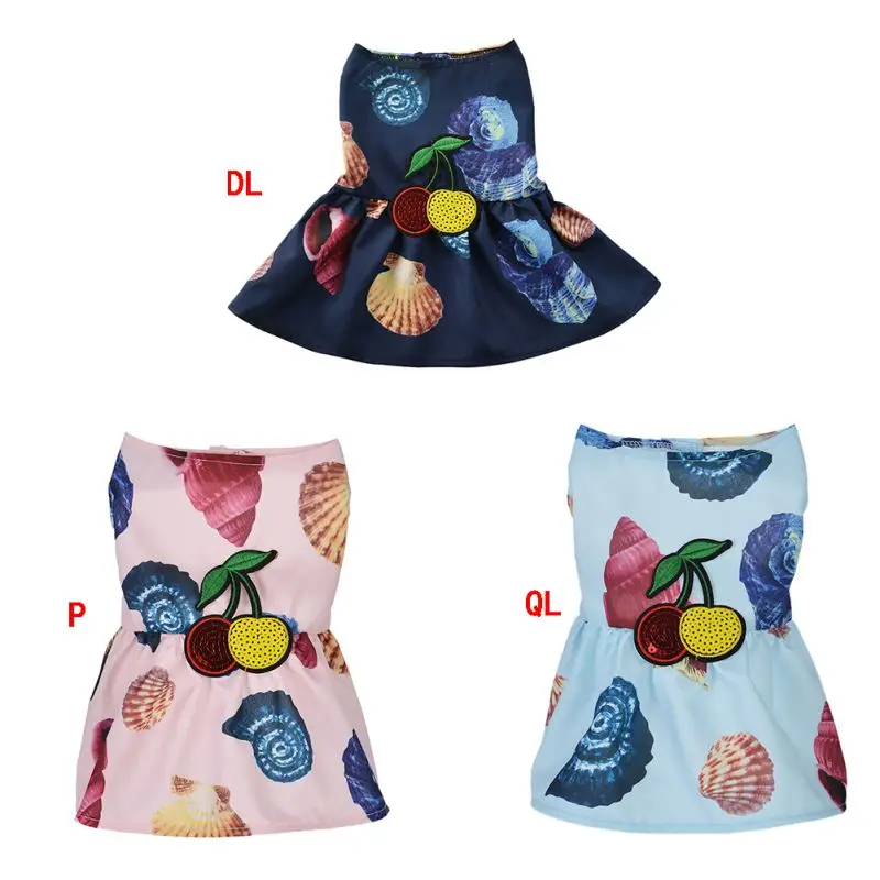 Летнее пляжное платье для собак одежда щенков юбка принцессы с принтом маленьких